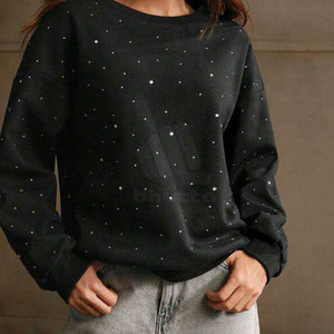 Sweat-shirt pour femme, design hiver, strass, qualité supérieure, haut brillant avec logo sur le devant, écologique, respirant, tenue élégante - Product Image 2