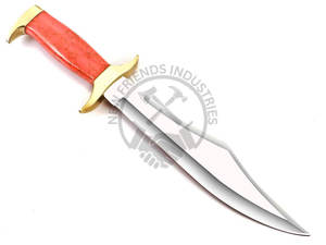 มีดใบตายรุ่นใหม่ล่าสุด เหล็ก J2 มีดโบวี่ มีดสะสม มีดล่าสัตว์ ด้ามจับหินสีส้ม มีดเอาตัวรอด พร้อมปลอกมีด - Product Image 3