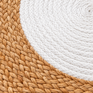 Set de table rond en jute tressé, centre blanc, bordure naturelle, style simple, décoration de la maison et de la table - Product Image 2