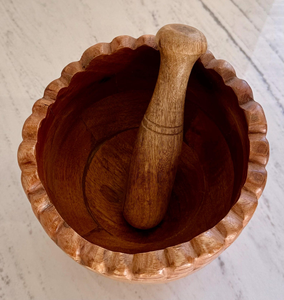 Juego de Mortero y Maja de Madera Artesanal, Molinillo de Especias de Madera Natural, Tazón para Moler Hierbas, Herramienta de Cocina Tradicional, Decoración Rústica para el Hogar - Product Image 2