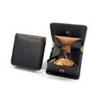 [Promotion] Porte-monnaie unisexe en cuir Nappa souple de qualité supérieure Castello, forme boîte fine, noir, fait main, faible MOQ