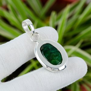 NIKHIL GEMS Faceted Zambian <b>Emerald</b> Vintage Engagement <b>Pendant</b> Handmade 925 Sterling Silver Jewelry Natural Gemstone Wholesale - Product Image 6