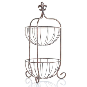 Handicrafts 2 Tier Metal <b>Storage</b> Basket Round Black Wire Basket Stand for Kitchen Sundries Display Decorative <b>Storage</b> Basket - Product Image 2