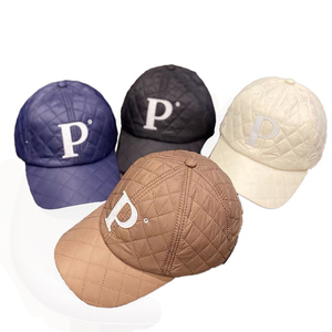 High Quality Adjustable High Quality Stylish Autumn and <b>Winter</b> Leisure Letter P Quilted Hat Keep Warm <b>Winter</b> Baseball <b>Cap</b> - Product Image 5