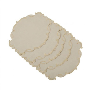 Custom Wholesale Luxury Washable Embroidery Border <b>Placemats</b> Napkins Sets Beige Linen Mats Home Wedding Events - Product Image 2