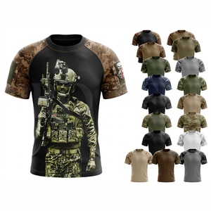 Custom Logo <b>Camouflage</b> Print Short Sleeve Sports <b>Shirt</b> Quick Dry Breathable Crew Neck Performance Training Gym Activewear <b>Shirts</b> - Product Image 1