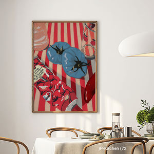 Arte en Lienzo Moderno y Original para Cocina, Ilustración de Tomate Azul, Decoración de Pared para Comedor, Estilo Maximalista - Product Image 2