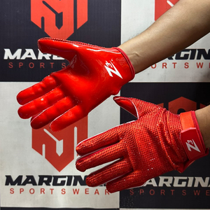 Guantes de Fútbol Americano con Pedrería de Diseño Personalizado al por Mayor, Guantes Deportivos de Alta Calidad en Color Rojo para Hombre - Product Image 2