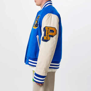 เสื้อแจ็คเก็ตวาร์ซิตี้สีน้ำเงินสำหรับผู้ชาย พร้อมโลโก้ NYC HP ปักลาย สไตล์พรีปปี้ ทรงปกติ คอปกพับได้ ผลิตจากผ้าโพลีเอสเตอร์ผสมฝ้าย - Product Image 2