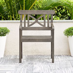 Stefanos Farmhouse Wood Patio Sillón Gris-lavado Chic y Cómodo Silla al aire libre - Product Image 2