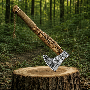 Hacha de cabeza hecha a mano para exteriores, personalizada, con hoja de acero de alto carbono de 18 pulgadas y mango de madera grabado, de grado industrial. - Product Image 1