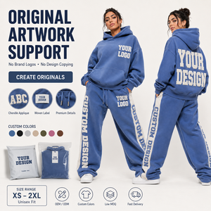 Ensemble jogging et sweat à capuche ample en molleton brossé avec poignets élastiques, impression DTF personnalisée, vente en gros, OEM, streetwear, nouveauté - Product Image 5