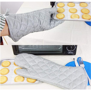 Suede Leather <b>Oven</b> Mitt <b>Gloves</b> Heavy Duty Heat Resistant Safety <b>Gloves</b> Anti-Smash Breathable Cooking Baking BBQ Grilling Kitchen - Product Image 6