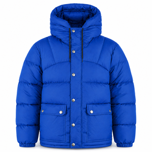 Blouson matelassé à capuche OEM en nylon premium, rembourrage synthétique chaud, fermeture à boutons-pression, vêtement d'extérieur décontracté pour l'hiver - Product Image 1