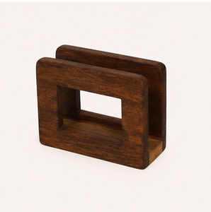 Modern Minimalist Wooden Napkin Holder & <b>Tissue</b> Stand Free Standing Square Design Eco-Friendly Dark Brown Finished - Product Image 1