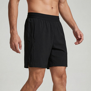 Shorts d'été pour hommes SK, grande taille, couleur unie, double couche, avec cordon de serrage, décontractés, pour l'entraînement, séchage rapide, fitness, yoga, en maille tricotée, avec logo central - Product Image 2