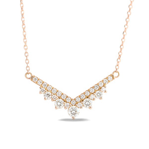 Collier en or rose en forme de V avec diamant cultivé en laboratoire - Product Image 1