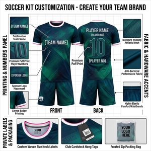 Maillot de football personnalisé avec transfert thermique et short assorti, en polyester respirant, tenue d'équipe, fabrication OEM, toutes saisons - Product Image 4