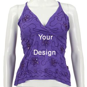 Camiseta sin mangas de encaje Formal de alta calidad para mujer, ropa de entrenamiento para gimnasio, 100% algodón, secado rápido, hecho en fábrica, BD - Product Image 2