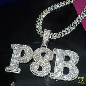 Personalized " 82 " <b>Number</b> Pendant Necklace With Iced Cuban Link Chain Sparkling Moissanite Hip Hop Jewelry - Product Image 6