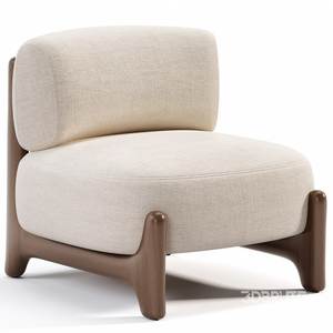 Sillón Moderno Tapizado en Tela Redonda con Patas de Madera, Sin Brazos, Respaldo Acolchado, un Solo Asiento, Muebles para Sala de Estar - Product Image 5