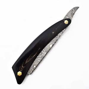 IKZARSA <b>Straight</b> Razor Stainless Steel Blade Single Blade Buffalo Horn Handle Barber Shop Use Men's Body Shaving Face - Product Image 5