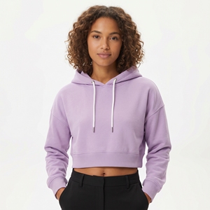 Sudadera con Capucha Corta Informal para Mujer, Estilo Verano, Color Sólido, OEM, ODM, Venta al Por Mayor de Fábrica, Bordado Personalizado con Logotipo, MOQ Bajo - Product Image 4