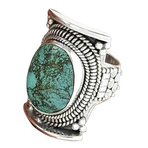Bague en pierres précieuses turquoise au design vintage personnalisé 925 bijoux en argent sterling pour femmes bagues bijoux de mode faits à la main - Product Image 3