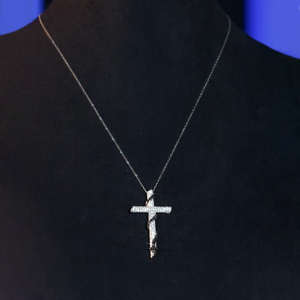 Hip Hop <b>Cross</b> Charm Pendant <b>Necklace</b> Rose Gold Plated <b>Silver</b> Moissanite Zircon Micro Insert Unisex Party Jewelry - Product Image 2