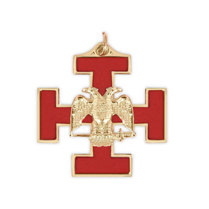 Collar Masónico del Rito Escocés con Cruz Roja y Águila de Dos Cabezas Chapada en Oro, Joya Ceremonial de la Francmasonería - Product Image 1