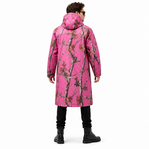 Custom Pink <b>Camo</b> <b>Waterproof</b> Hooded Hunting Rain Coat Long Outdoor Fishing Rain Poncho Windproof Hiking Rain <b>Jacket</b> OEM ODM - Product Image 4