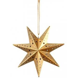 Ornement de Noël en forme d'étoile dorée, style traditionnel, artisanat, décoration suspendue - Product Image 2
