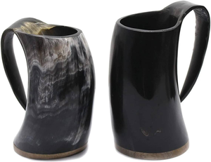 Tazas de Cerámica Hechas a Mano de Alta Calidad Estilo Medieval, Tazas de Cuerno Vikingo Naturales con Asa para Cerveza o Sidra, Precio al por Mayor - Product Image 5