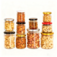 Precio de fábrica 30ml ~ 1000ml contenedores redondos de almacenamiento de boca ancha vacío hermético encurtido comida mermelada tarro de almacenamiento de vidrio con tapa de hojalata