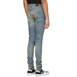 Jeans Ajustados para Hombre, Estilo Motero, Diseño Desgastado, Color Blanco Oscuro, Lavado, Disponibles para Dropshipping - Product Image 3