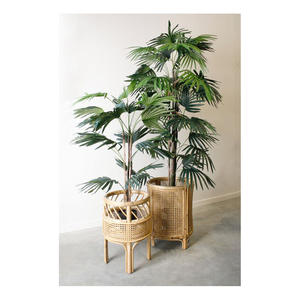 Jardinière en rotin canné écologique et durable avec support en bois, décoration moderne bohème pour la maison et le jardin, porte-plantes - Product Image 6