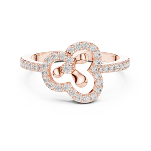 CLUBS PETAL LAB-GROWN DIAMOND <b>RING</b> <b>SET</b> in 18KT ROSE GOLD RHODIUM PLATED MINIMALIST ENGAGEMENT WEDDING DAILY WEAR for <b>WOMEN</b> - Product Image 1