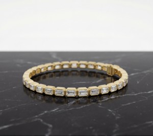 Bracelet chaîne et maillons en argent sterling, or rose, élégant, avec diamant taille émeraude, bijoux de luxe étincelants pour femme, cadeau pour mariage ou fête - Product Image 4