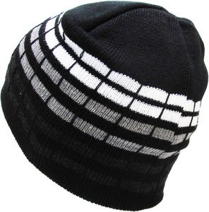 Unisex Brown Striped Beanie Hat 100% Acrylic Computer Knitted <b>Winter</b> <b>Cap</b> Casual Adult Size - Product Image 5