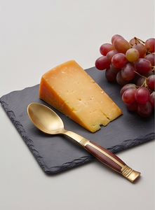 Cuillères à dessert de qualité supérieure pour mariage, en acier inoxydable couleur or, manches en bois, parfaites pour la table, ensemble de couverts de cuisine. - Product Image 2