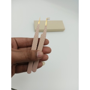 Pince à cils antistatique, outil d'isolation des cils, pointe incurvée, en acier inoxydable, produits de beauté professionnels - Product Image 1