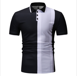 Polo de Hombre con Bloques de Color, Manga Corta, Corte Regular, Tejido de Punto, Diseño Casual en Blanco y Negro - Product Image 1