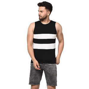 Débardeur de sport respirant pour homme à col en U, personnalisable avec logo OEM, pour la course et le fitness, couleur neutre, style urbain, en Spandex/Coton - Product Image 1