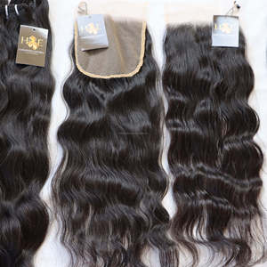 Mechones de pelo humano brasileño de trama a máquina, extensiones de cabello virgen con cierre Frontal de encaje Hd, cutícula alineada - Product Image 6