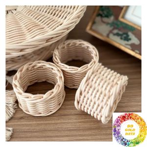 Anneau de serviette en rotin tressé fait main, accessoire de table pour mariage sur la plage, dîner, restaurant et décoration de table à domicile - Product Image 3