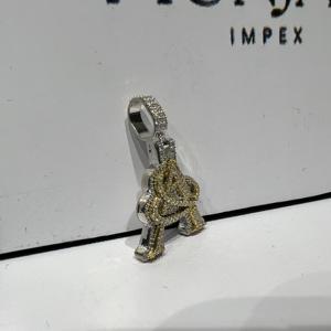 Colgante de Diamante con Certificado IGI, Plata S925, Chapado en Oro, Letra Personalizada, Diamante VVS, Colgantes Finos, Estilo Hip Hop, Unisex - Product Image 1