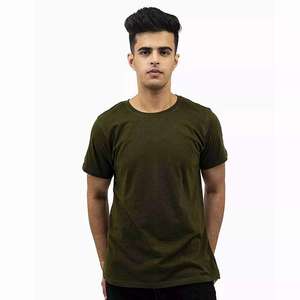 Men's Olive Green Solid Color Short Sleeve O-Neck Casual T-<b>Shirt</b> Regular Fit Premium Quality Knitted Fabric T-<b>shirt</b> Jersey - Product Image 1