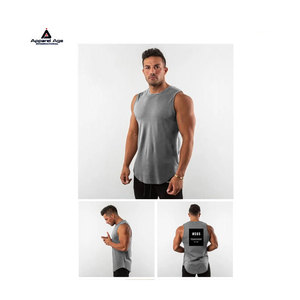 Débardeurs pour hommes personnalisés à logo, coupe ajustée, unis, sans manches, pour l'entraînement, 100% coton - Product Image 4