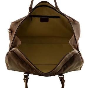 กระเป๋าหนังทรงดัฟเฟิล สไตล์วินเทจ สำหรับเดินทางช่วงสุดสัปดาห์ เหมาะสำหรับผู้ชายและผู้หญิง ความจุขนาดใหญ่ ใช้เป็นกระเป๋าถือขึ้นเครื่องได้ พกพาสะดวก - Product Image 5