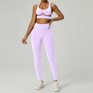 Ropa deportiva para mujer, leggings de cintura alta, conjunto para gimnasio, elástico, transpirable, ropa deportiva activa, traje deportivo para entrenamiento - Product Image 5